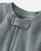 Baby Waffle Knit Sleep & Play Pajamas Made with Organic Cotton in Aqua Slate, image 3 of 4 slides