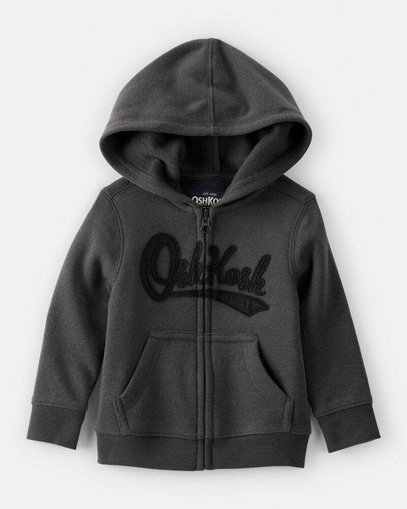 Toddler Boy OshKosh Fleece Logo Zip Jacket - Black, image 1 of 3 slides