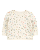 Baby Floral French Terry Pullover - Cream, image 1 of 3 slides