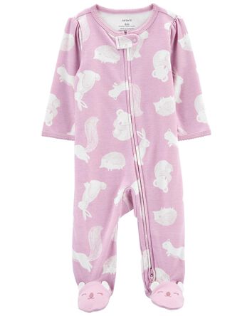Baby Animal 2-Way Zip Cotton Sleep & Play Pajamas, 