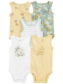 Green - Baby 5-Pack "Be Brave Little One" Sleeveless Bodysuits