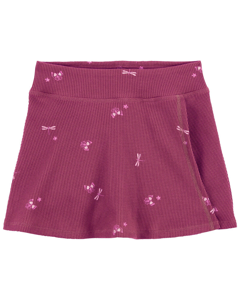 Kid Butterfly Print Waffle Knit Skort, image 1 of 3 slides