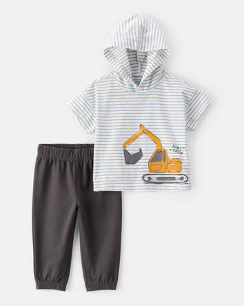 Baby 2-Piece Construction Striped Hooded Tee & Jogger Set, 