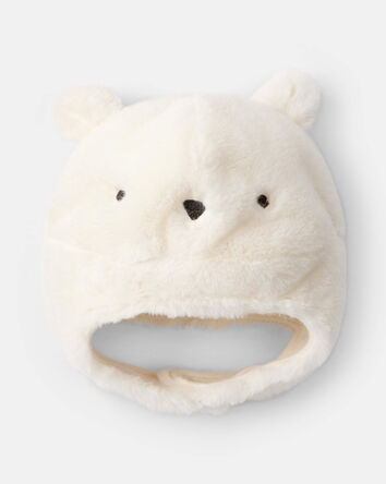 Baby Polar Bear Winter Trapper Hat - White, 