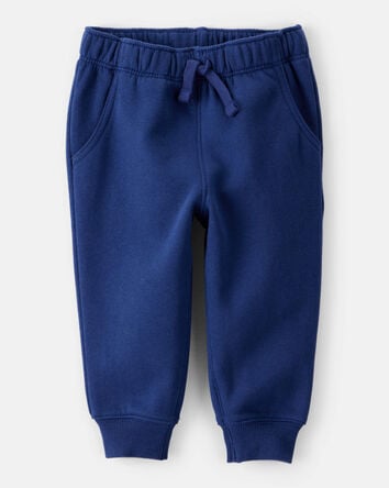 Baby Boy Solid Fleece Cotton Jogger - Navy, 