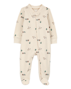 Baby Truck Print 2-Way Zip Cotton Sleep & Play Pajamas, image 1 of 4 slides
