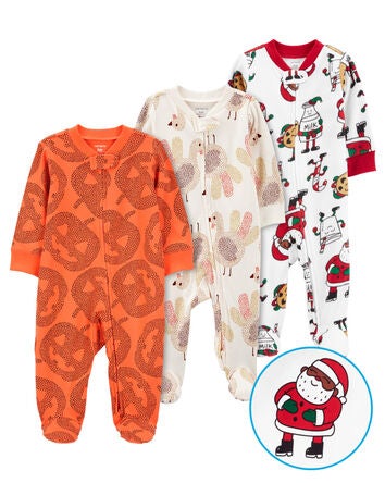 Baby 3-Pack Holiday Sleep & Play Pajamas, 