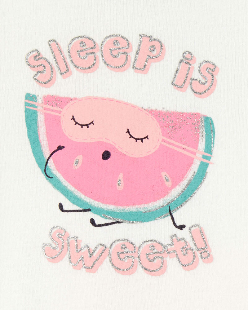Toddler 4-Piece Watermelon Print 100% Snug Fit Cotton Pajamas - Green/Pink, image 3 of 4 slides