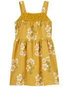 Toddler Floral Linen Dress, image 1 of 4 slides