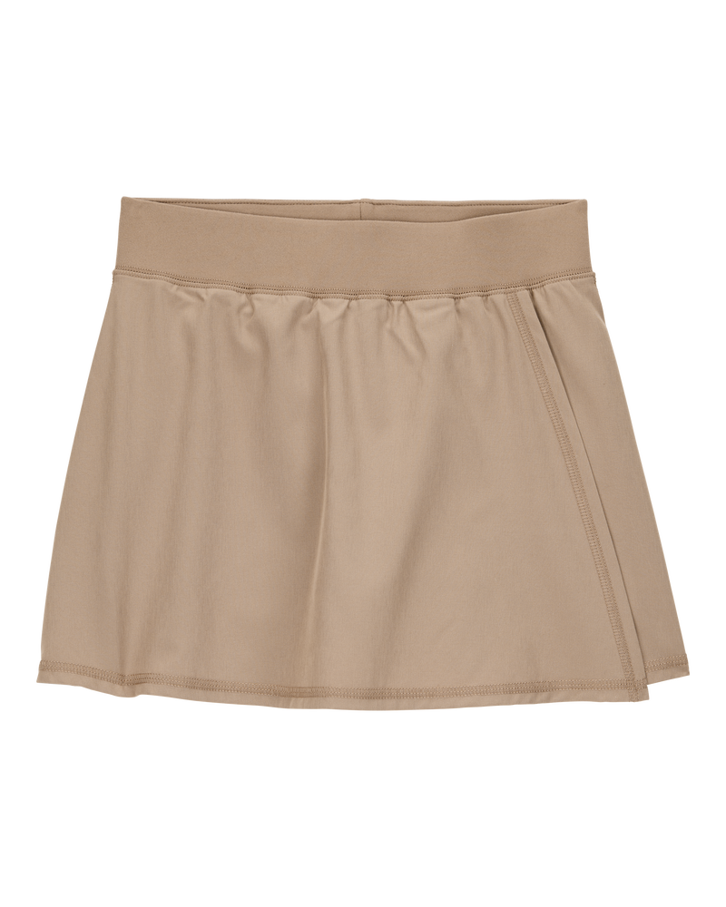 Kid Poplin Stretch Uniform Skort - Khaki, image 1 of 4 slides
