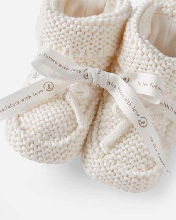 Baby Organic Cotton Crochet Booties in Cream