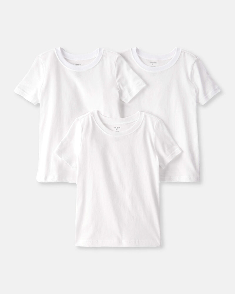 Kid 3-Pack Basic Short-Sleeve Tees - White, image 3 of 4 slides