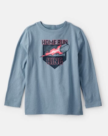 Boys Baseball Long-Sleeve Graphic Tee - Blue, 