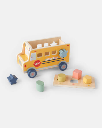 School Bus Wooden Activity Toy Set, 