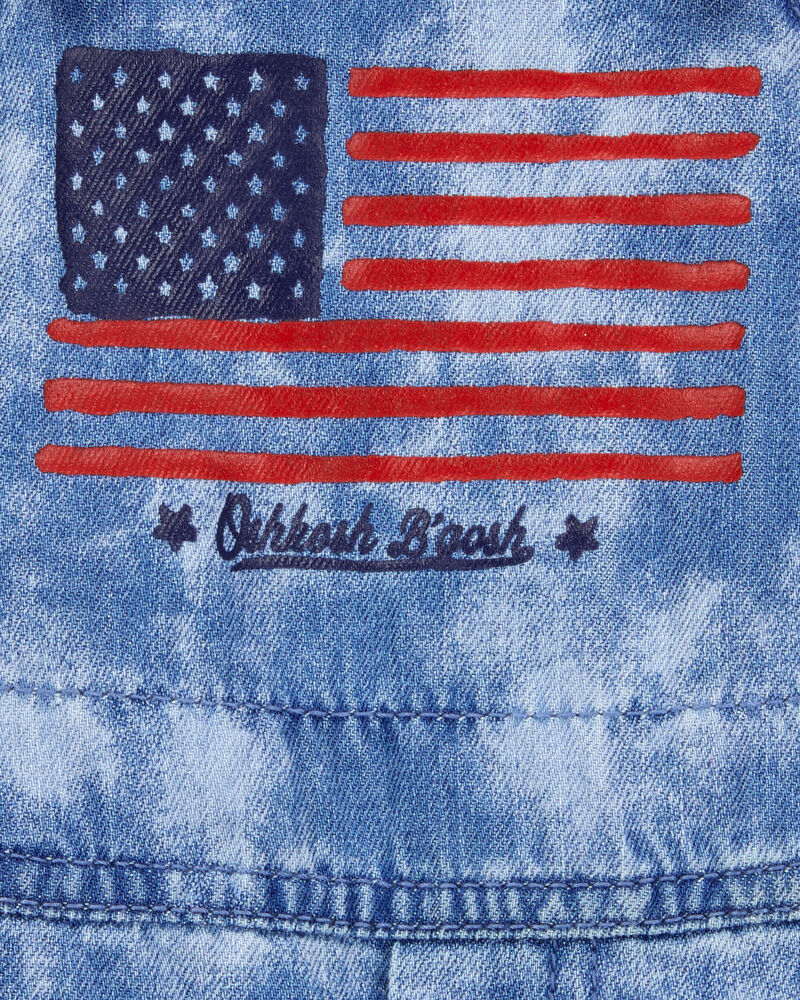 Baby Neutral Flag Print Tie Dye Shortalls - Blue, image 3 of 4 slides