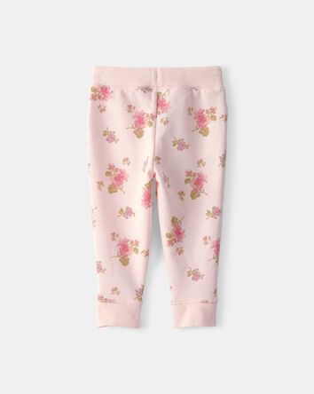 Baby Girl Floral Drawstring Knit Joggers - Pink, 