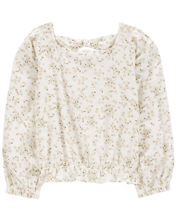 Kid Floral Twill Long-Sleeve Top, 