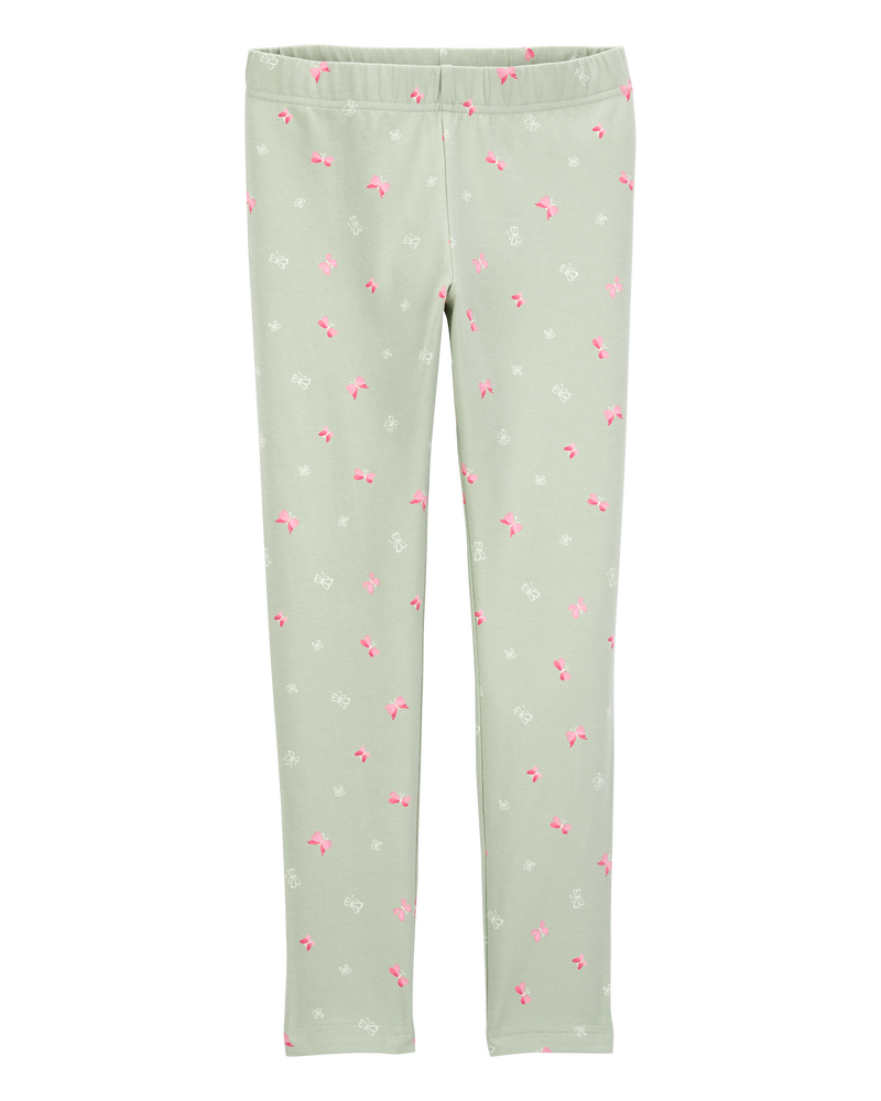 Kid Floral Stretch Leggings - Green, image 1 of 5 slides