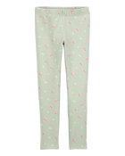 Kid Floral Stretch Leggings - Green, image 1 of 5 slides