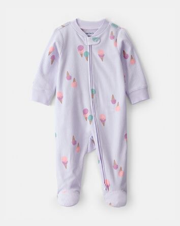 Baby Girl Ice Cream 2-Way Zip Sleep & Play Pajama - Purple, 