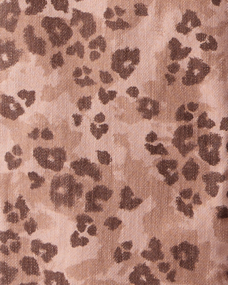Girls Mid-Rise Leopard Print Cotton Pants - Brown, image 3 of 4 slides