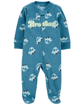Baby Little Brother Fleece Zip-Up Footie Sleep & Play Pajamas, 