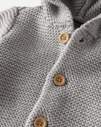 Baby Organic Signature Stitch Cardigan in Gray, 