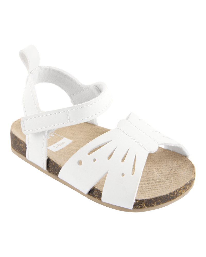 Baby Butterfly Faux Cork Sandals - White, image 1 of 7 slides