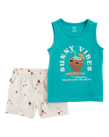 Baby 2-Piece Sunny Vibes Tank & Pull-On Short Set, 