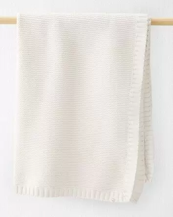 Baby Organic Cotton Signature Stitch Blanket in Cream, 