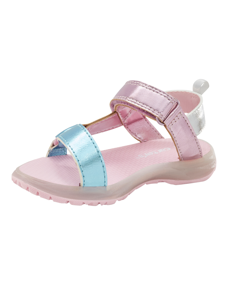 Toddler Light Up Metallic Sandals - Pink/Blue, image 8 of 8 slides