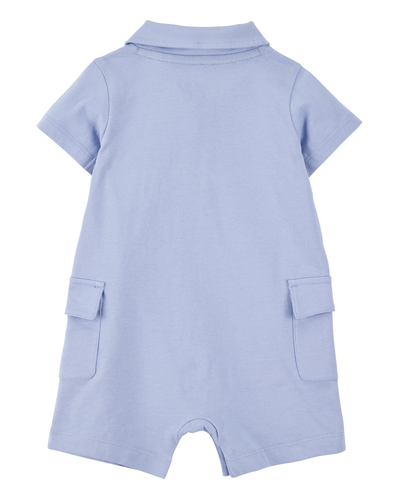 Baby Pickleball Cotton Romper - Blue, image 2 of 5 slides