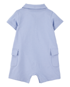 Baby Pickleball Cotton Romper - Blue, image 2 of 5 slides