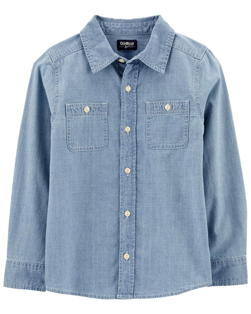 Kid Button-Front Chambray Shirt, image 1 of 4 slides