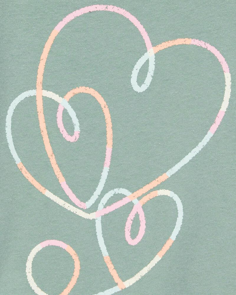 Toddler Heart-Print Short-Sleeve Graphic Tee - Green, image 2 of 3 slides