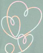 Toddler Heart-Print Short-Sleeve Graphic Tee - Green, image 2 of 3 slides