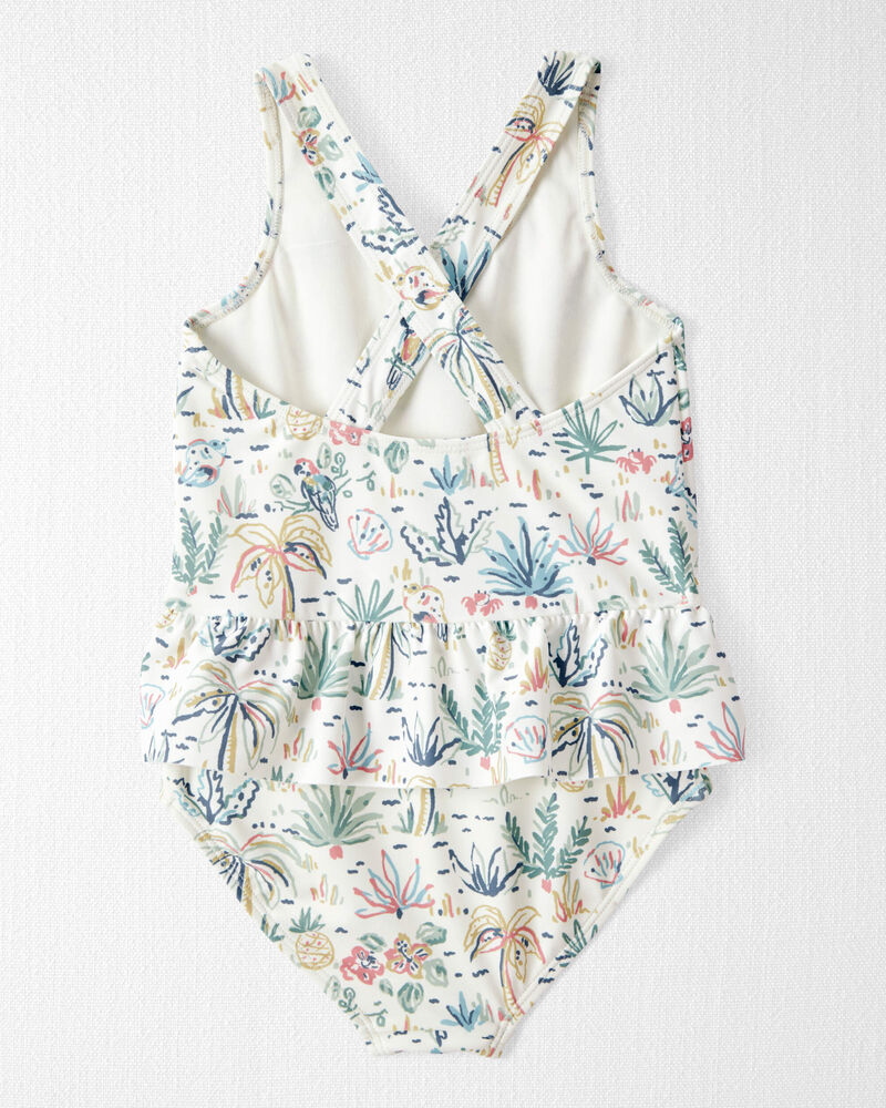 Toddler Girl Recycled Tropical Print Swimsuit, image 2 of 4 slides