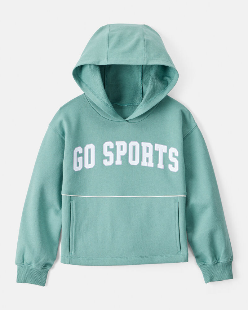 Girls Go Sports Cotton Long-Sleeve Hoodie - Green, image 1 of 3 slides