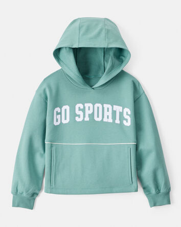 Girls Go Sports Cotton Long-Sleeve Hoodie - Green, 