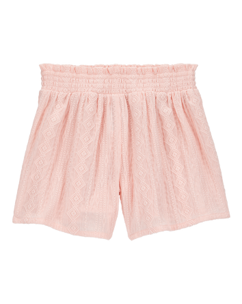 Kid Pull-On Smocked Shorts - Pink, 