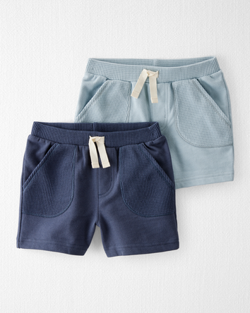 Toddler 2-Pack Organic CottonWaffle Knit Shorts, 