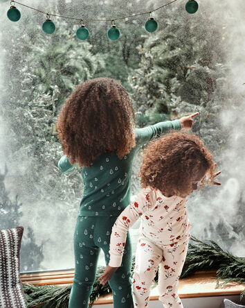 Toddler Christmas Tree Print Waffle Knit Pajamas Made with Organic Cotton, 