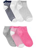 White/Pink - Kid 6-Pack Ankle Socks