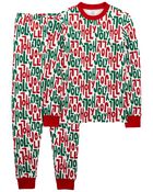 Adult 2-Piece Holly Jolly Christmas 100%  Cotton Pajamas, image 1 of 3 slides