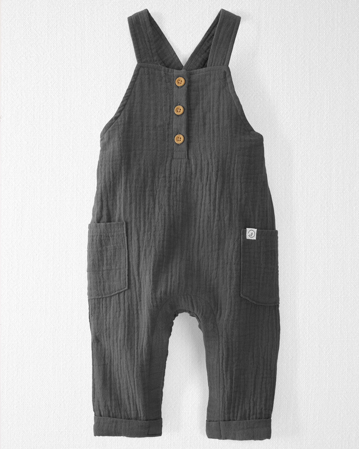 Charcoal Baby Organic Cotton Gauze Overalls