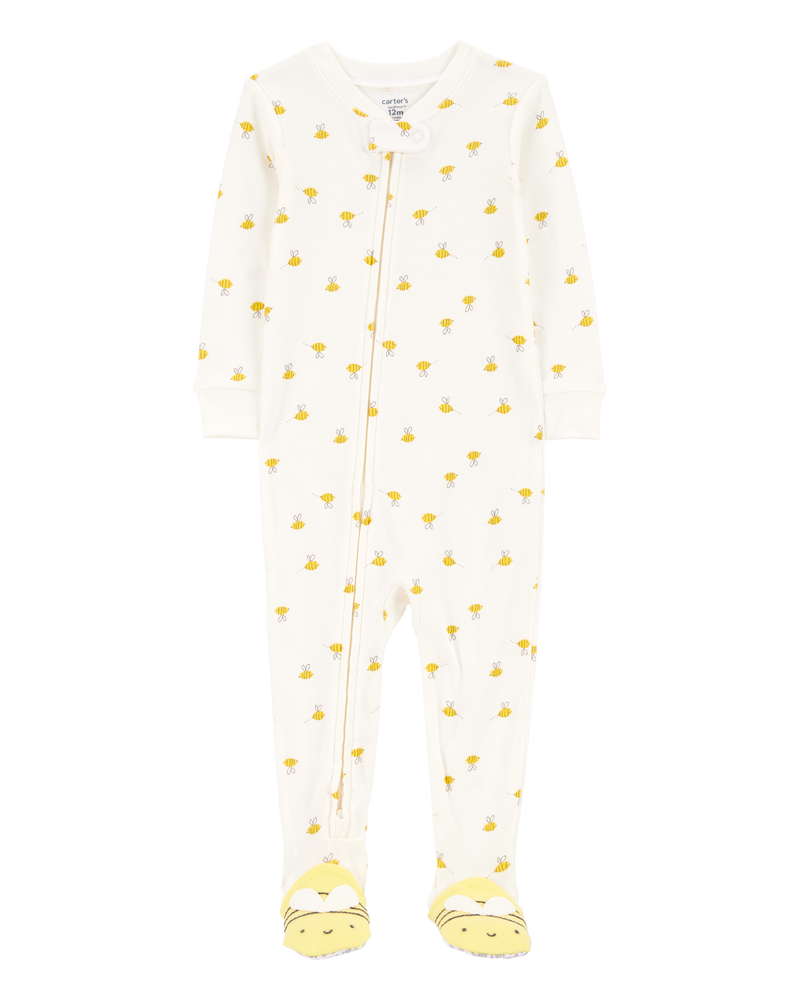 Baby Girl Bee Snug Fit Cotton Footie 1-Piece Pajamas, image 1 of 4 slides