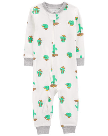 Toddler 1-Piece Cactus 100% Snug Fit Cotton Footless Pajamas, 