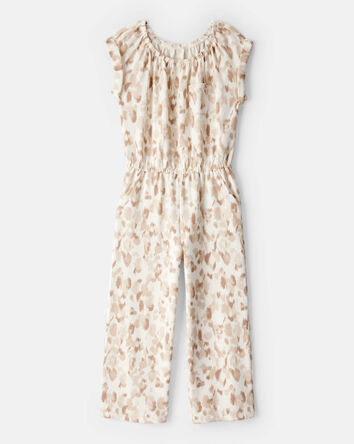 Girls Floral Short-Sleeve French Terry Jumpsuit, 