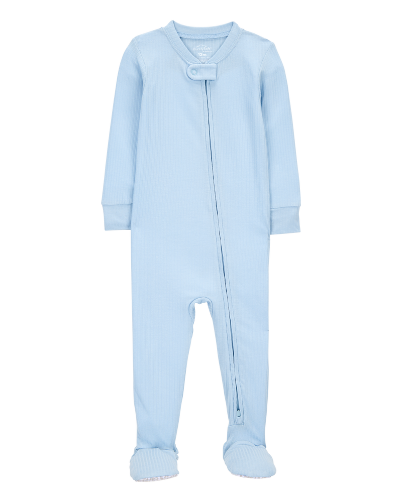 Baby Solid PurelySoft Footie 1-Piece Pajamas - Blue, image 1 of 5 slides