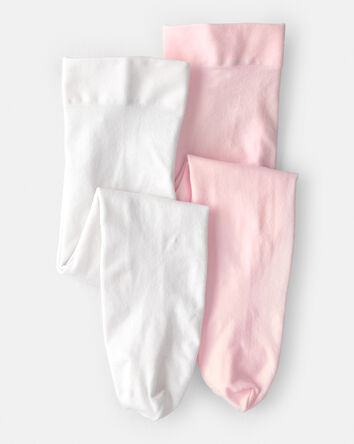 Baby Girl 2-Pack Tights - Pink/White, 